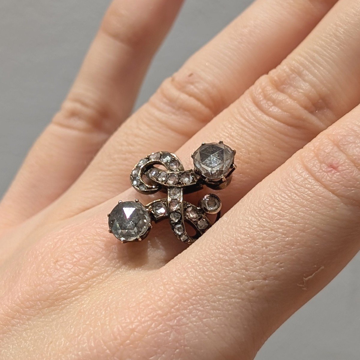 Bague Des Années 1870, Diamants Taille Rose Et Or 18 Carats.-photo-2