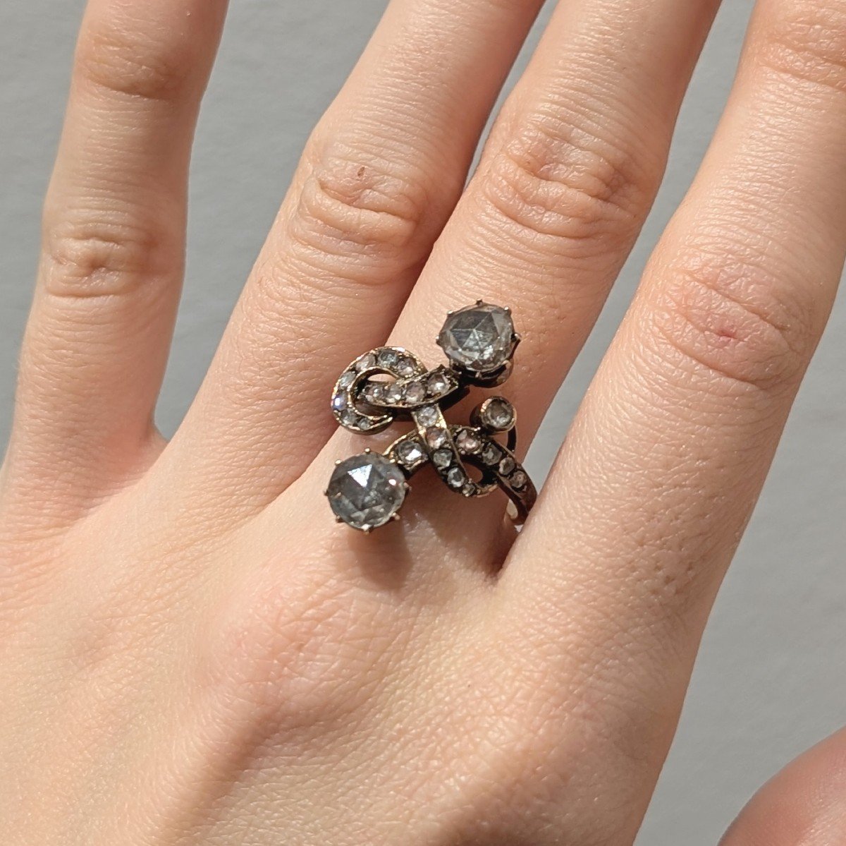 Bague Des Années 1870, Diamants Taille Rose Et Or 18 Carats.-photo-4