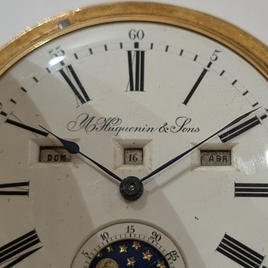 Montre De Poche M. Huguenin & Fils. Or 18 Carats.-photo-3