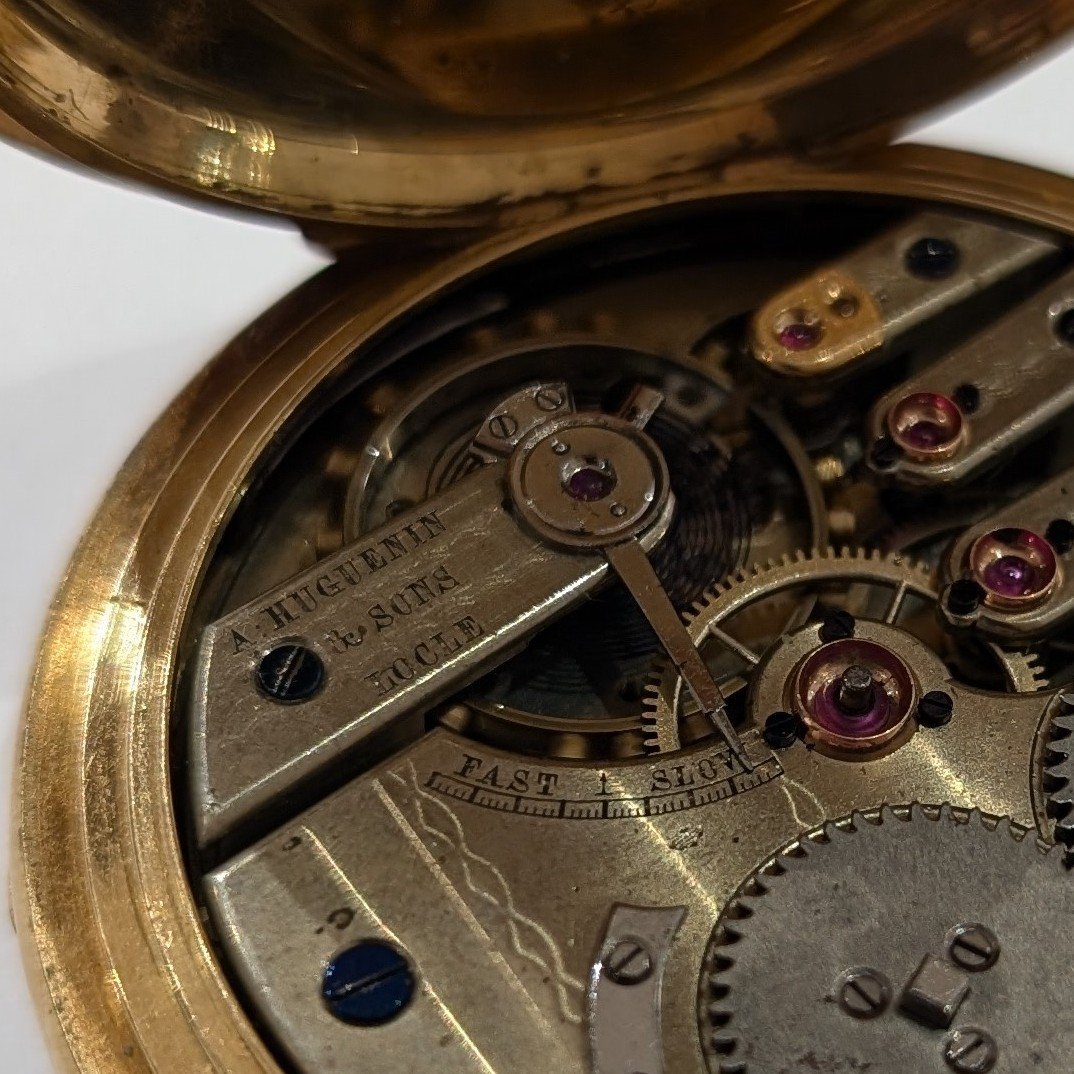 Montre De Poche M. Huguenin & Fils. Or 18 Carats.-photo-1