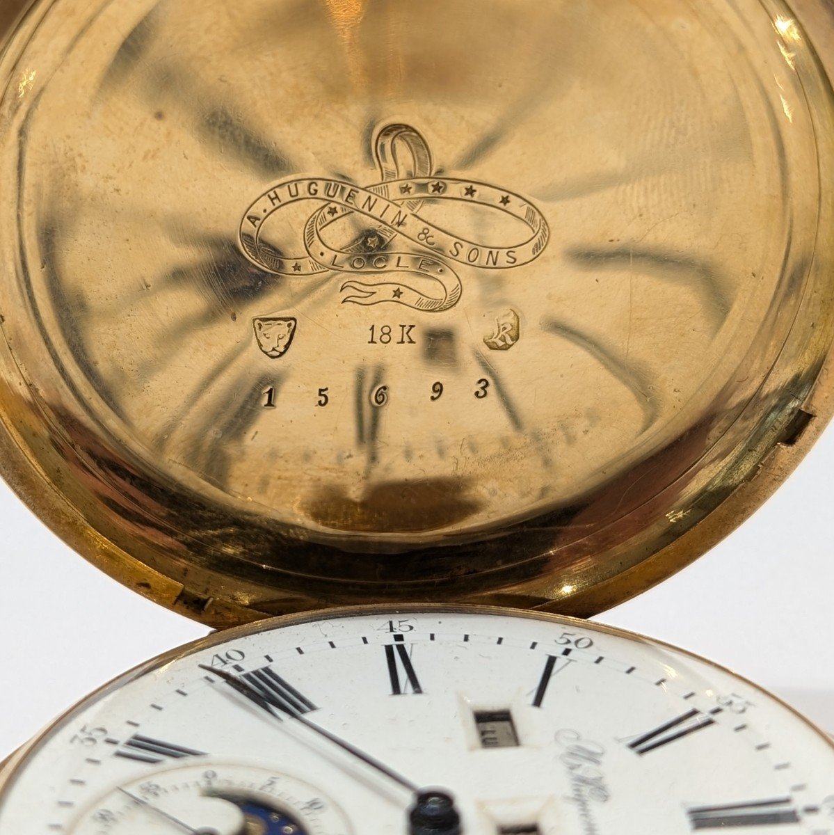 Montre De Poche M. Huguenin & Fils. Or 18 Carats.-photo-2