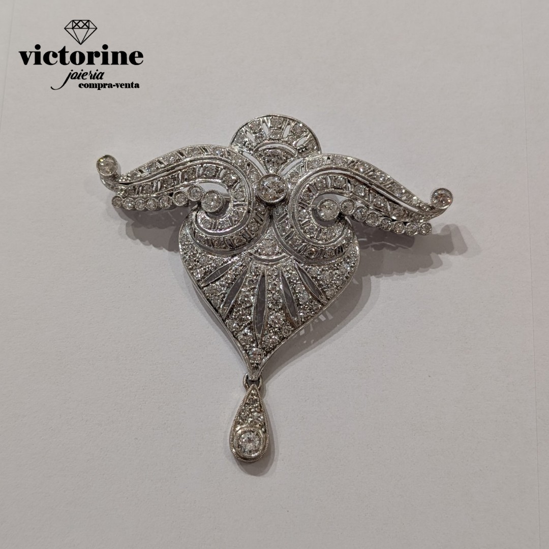 Platinum And Diamond Pendant Brooch -photo-3