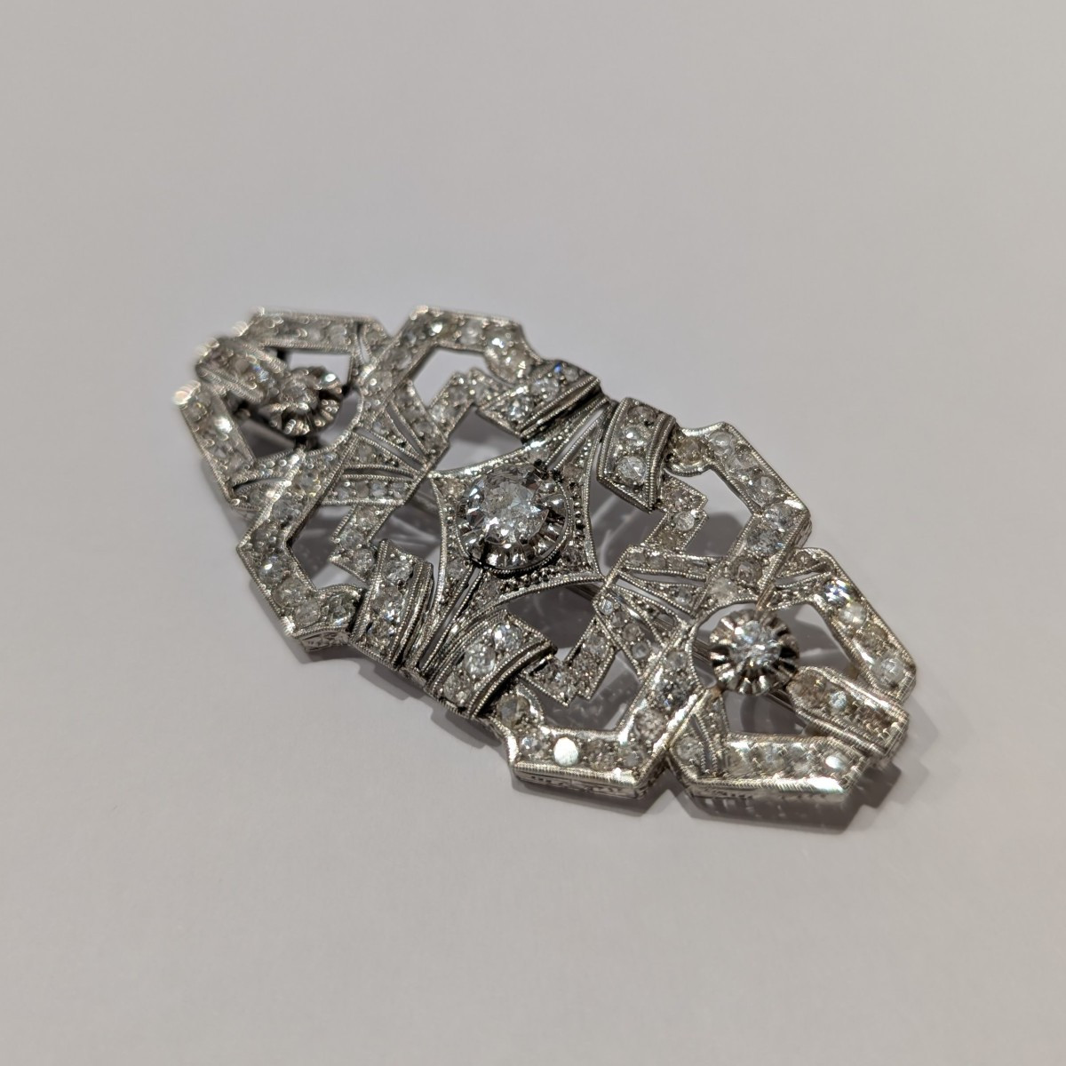 1930s Diamond And Platinum Brooch.-photo-2