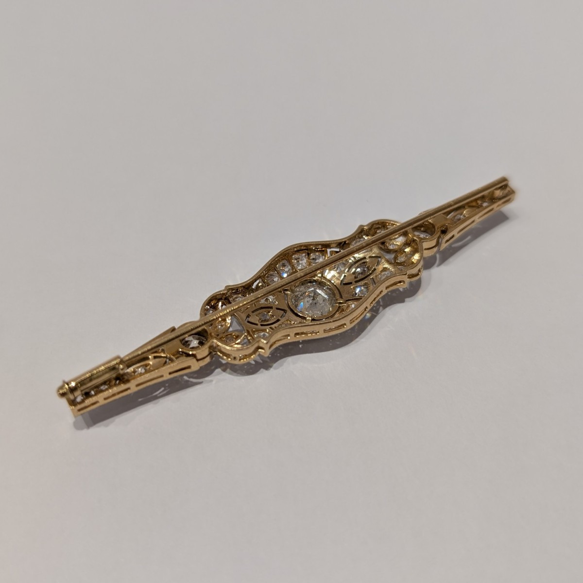 Antique 18k Gold And Diamond Brooch-photo-1