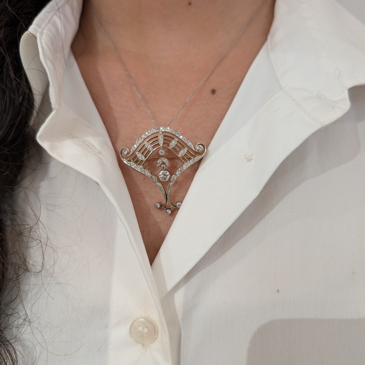 Broche pendentif anienne avec diamants-photo-2