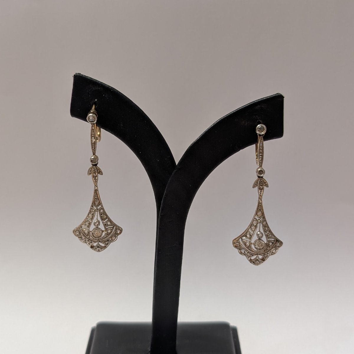 1910s Earrings, 18k Gold And Diamonds-photo-2