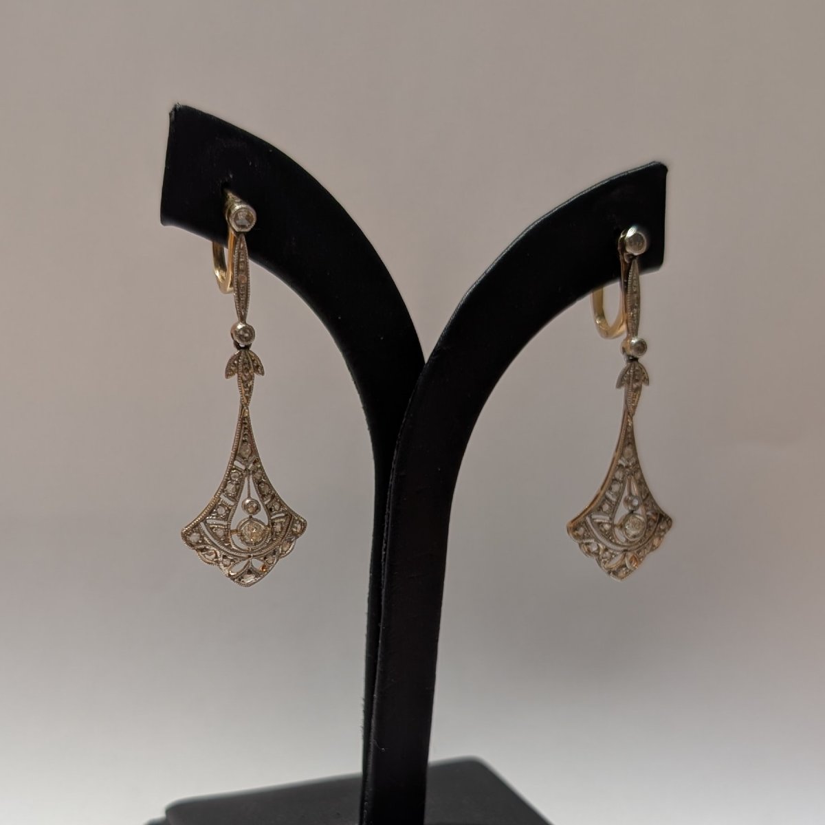 1910s Earrings, 18k Gold And Diamonds-photo-4