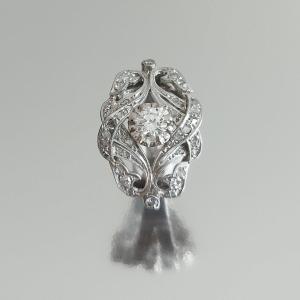 Bague Diamants Et Platine Des Années 1930