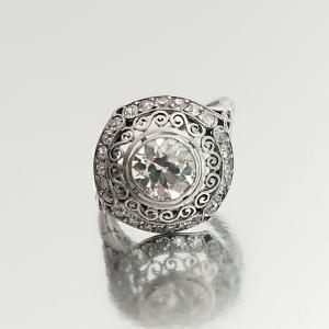 Bague Diamants Et Platine Des Années 1920