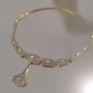 Art Deco Convertible Diamond Necklace, Gold And Platinum.