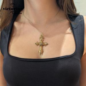 1850s 18k Gold Cross With Enamel, Half Pearls And Rose-cut Diamonds