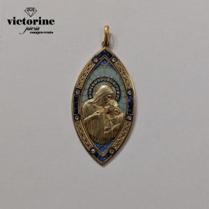 18k Gold Art Noveau Religious Medal