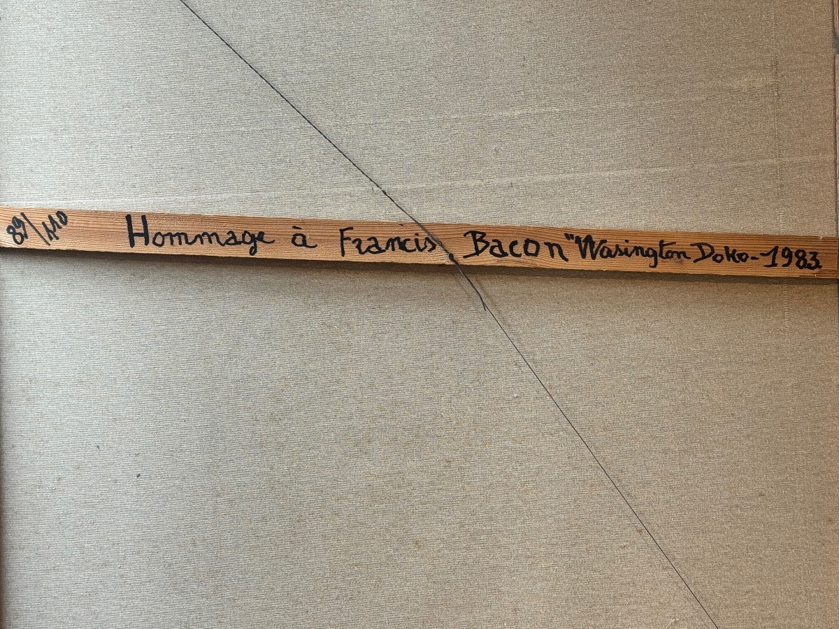 Vasington Doko “homage To Francis Bacon” 1983 Oil Painting On Canvas 110x89 Cm-photo-3