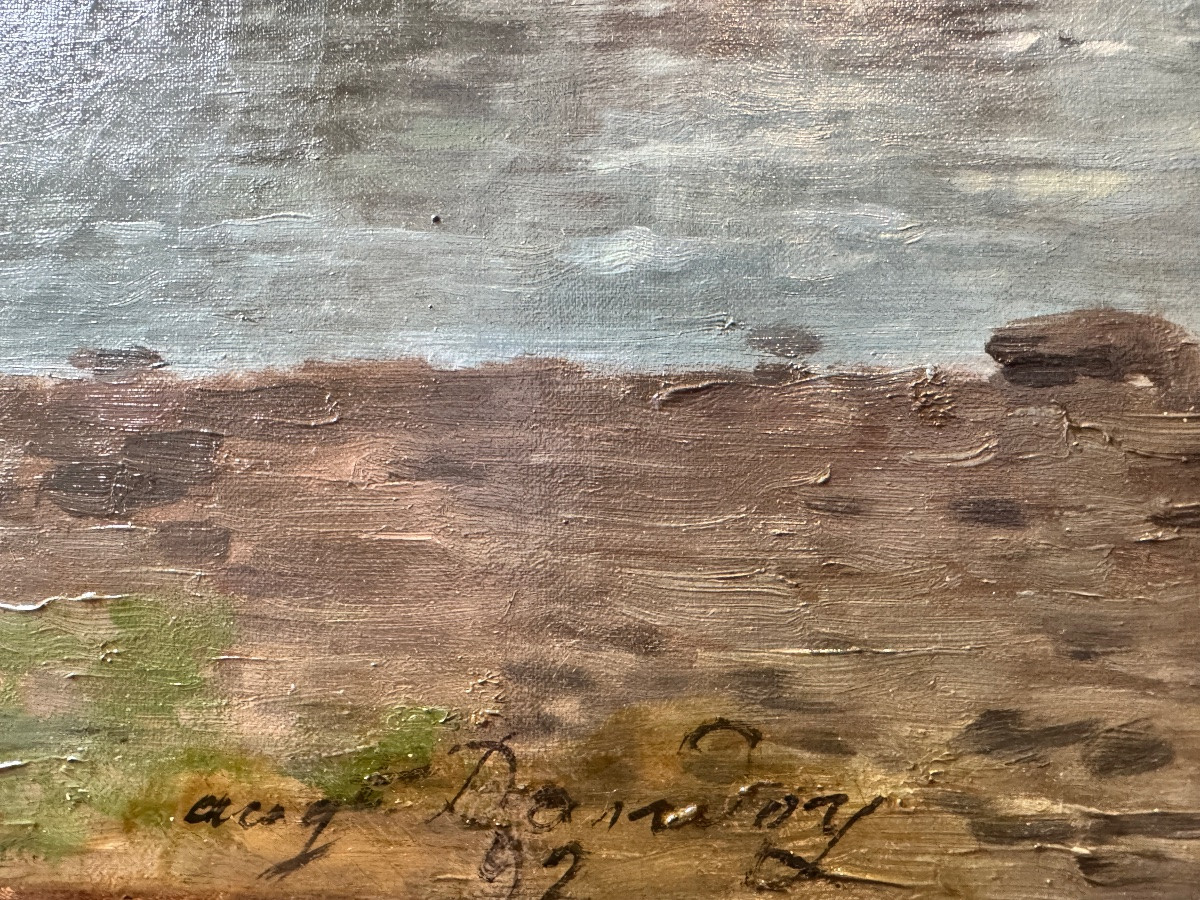 Auguste DANDOY «Jeunes pêcheurs à la ligne » 1892 peinture huile sur toile 60x80 cm-photo-3