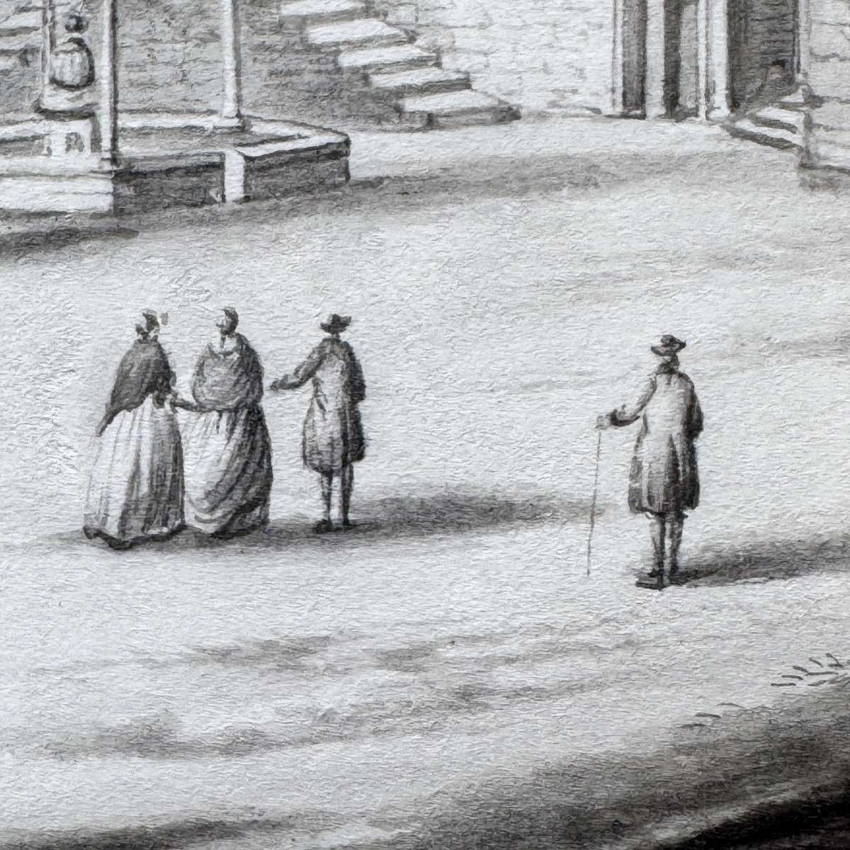 Antoine Le Loup époque 18e siècle « La fontaine de la Sauvenière près de Spa » dessin encre  -photo-2