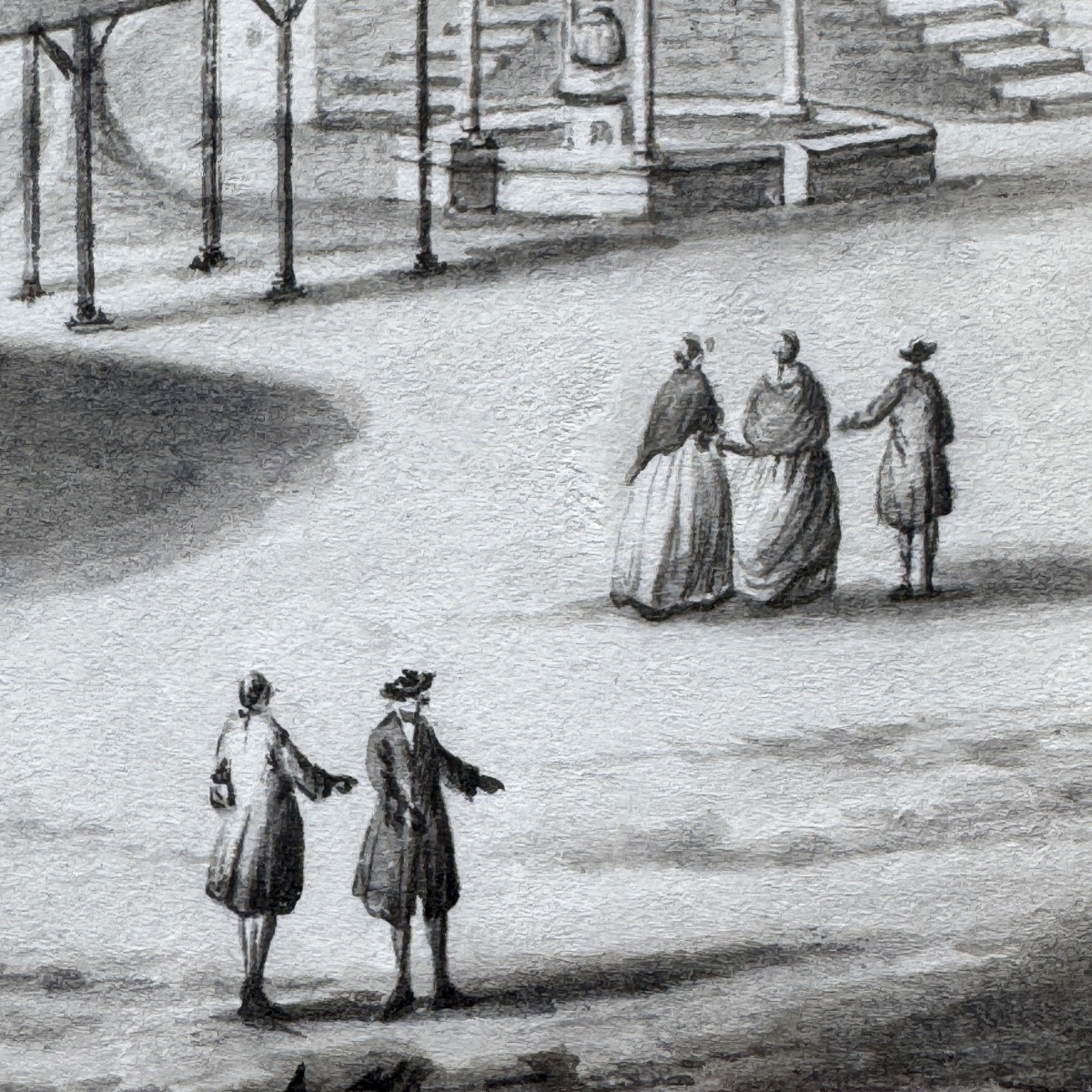 Antoine Le Loup époque 18e siècle « La fontaine de la Sauvenière près de Spa » dessin encre  -photo-3