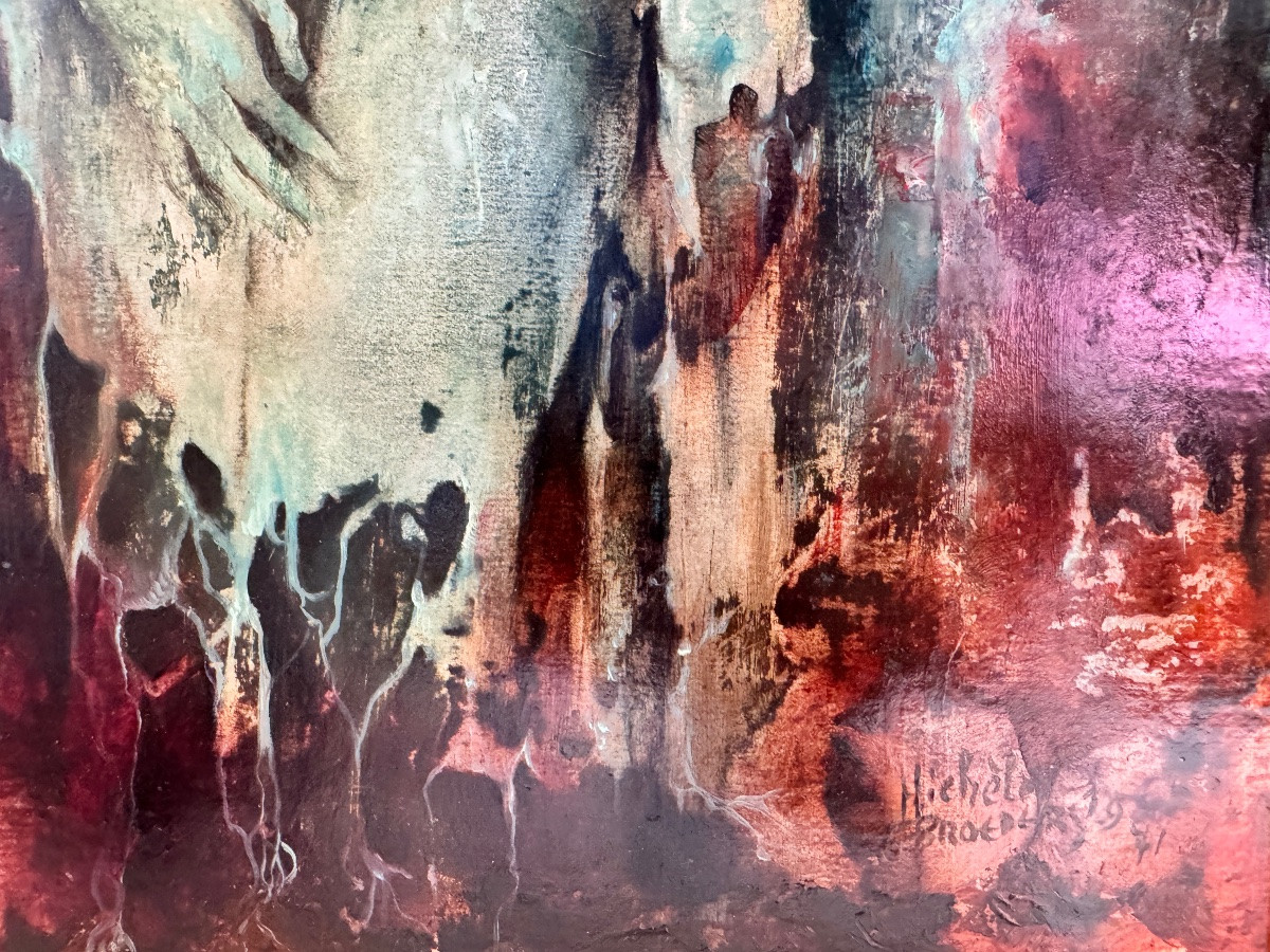 Michèle BROEDERS « Nu fantastique » 1971 peinture huile surréaliste 49x30 cm-photo-3