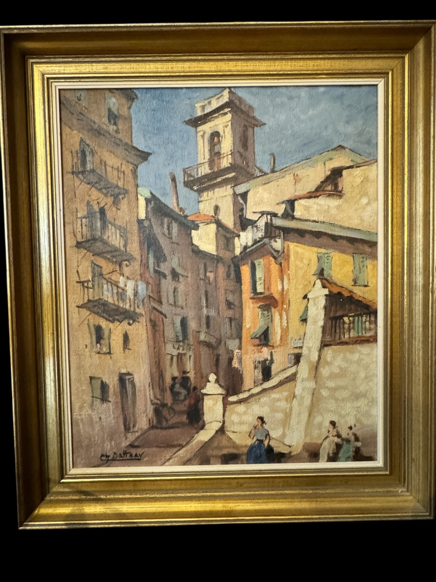 Charles Catteau (1880-1966): “lively Old Nice - Saint Augustine Tower”-photo-2
