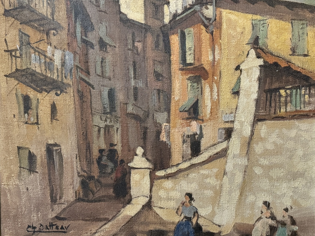Charles Catteau (1880-1966): “lively Old Nice - Saint Augustine Tower”-photo-4