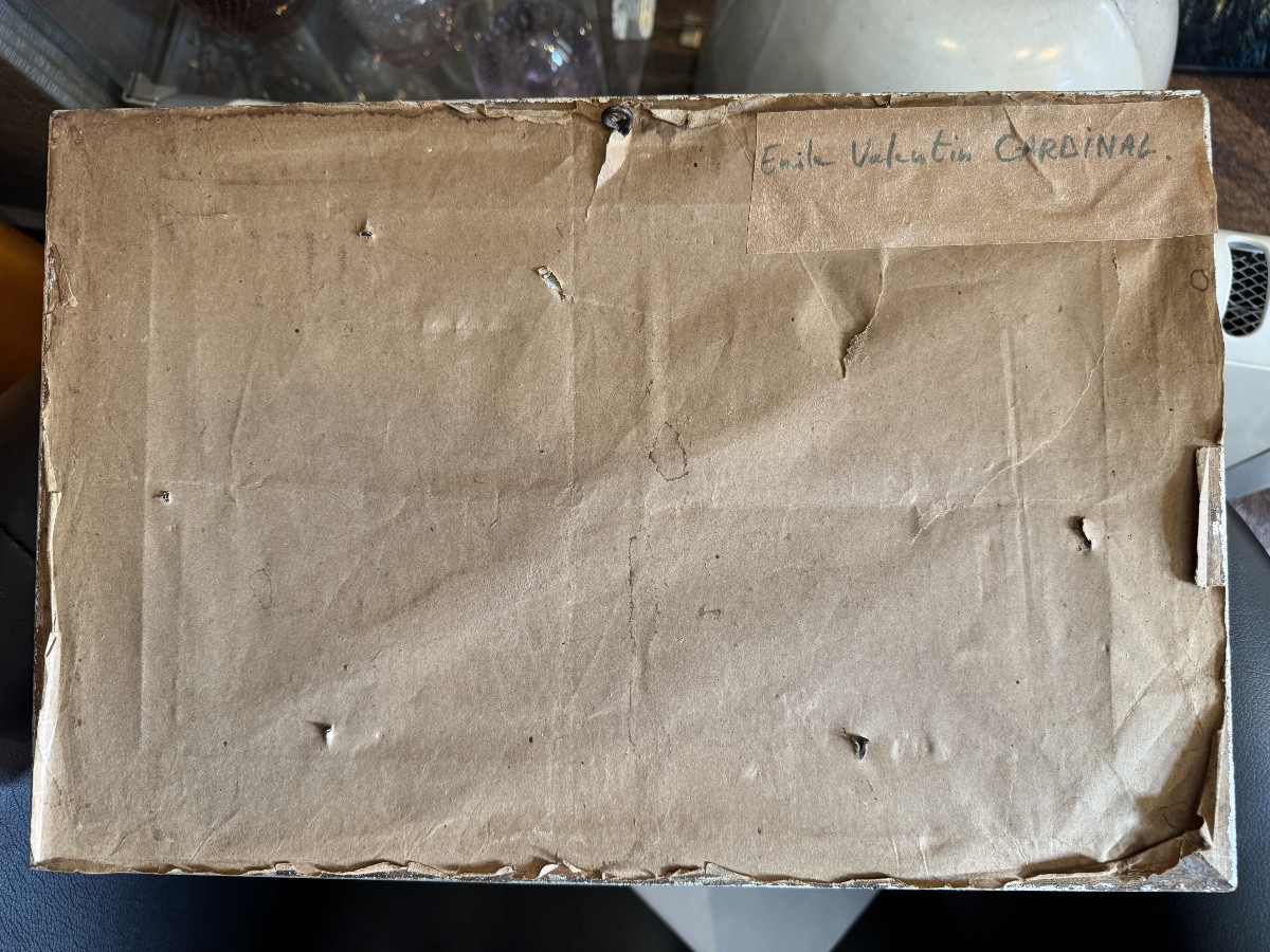 Émile Valentin CARDINAL (1883-1958) : « Les 3 chatons » peinture huile sur bois-photo-4