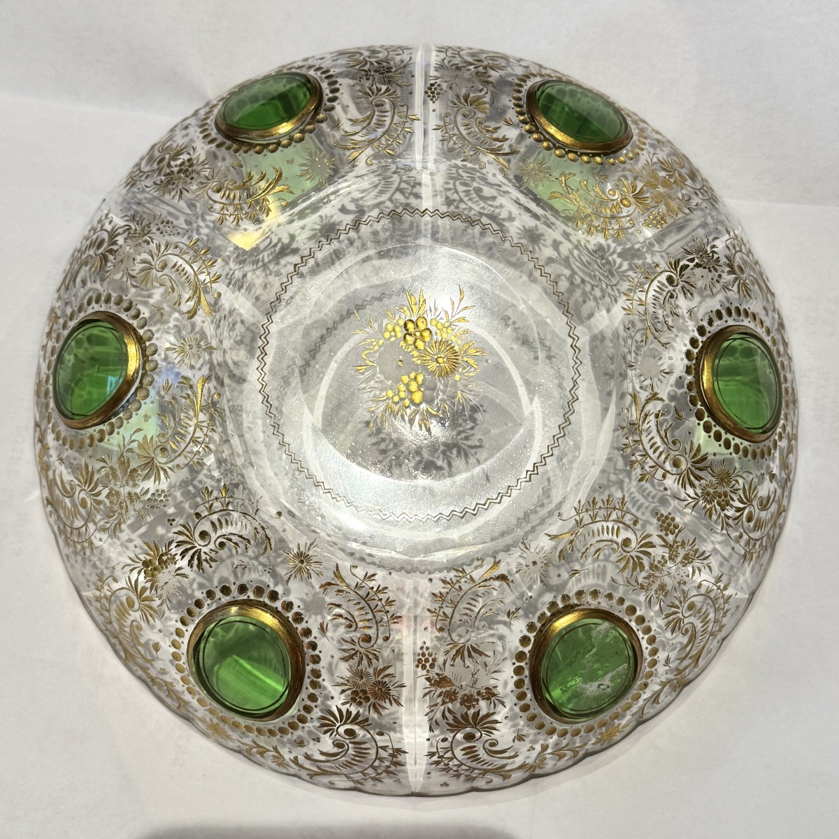 19th Century Cut And Gilded Double-layered Crystal Bowl -photo-2