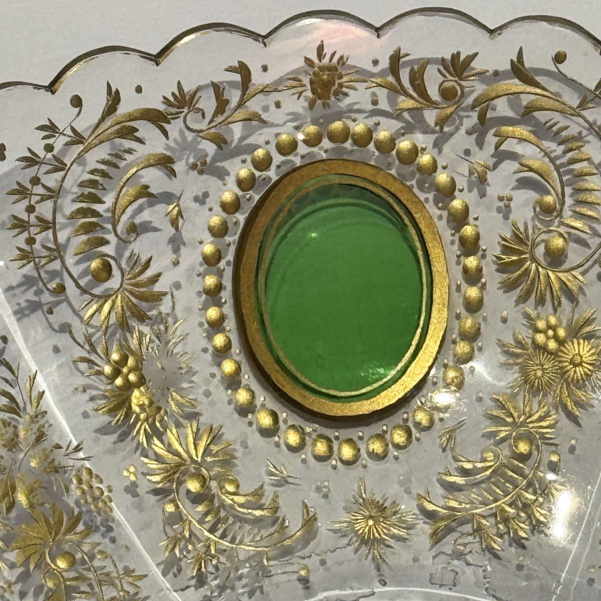 19th Century Cut And Gilded Double-layered Crystal Bowl -photo-3