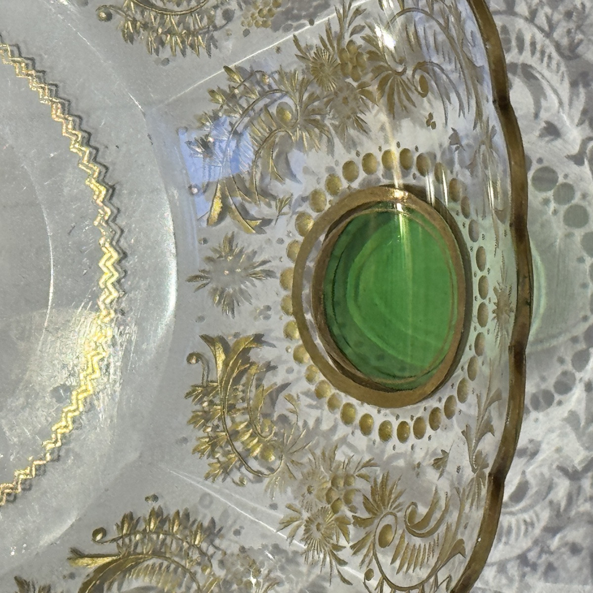19th Century Cut And Gilded Double-layered Crystal Bowl -photo-5