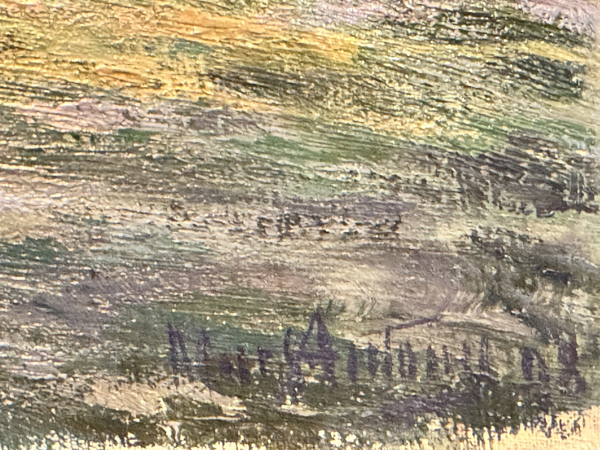 Marc Antony Painting, Animated Landscape, Signed And Dated (18)98, Oil On Canvas -photo-2