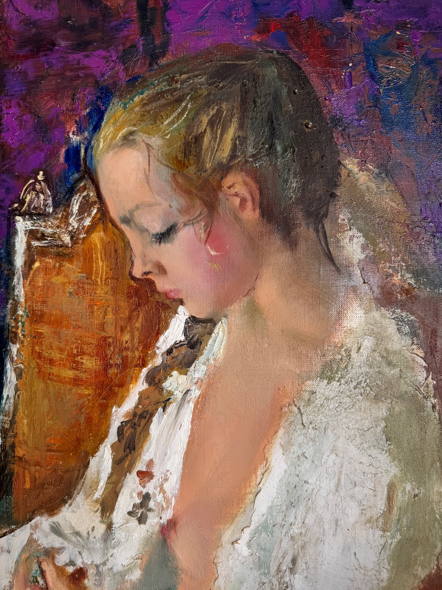 Pierre-laurent Brenot (1913-1998) “the Ochre Armchair I” Father Of The French Pin-up. -photo-2