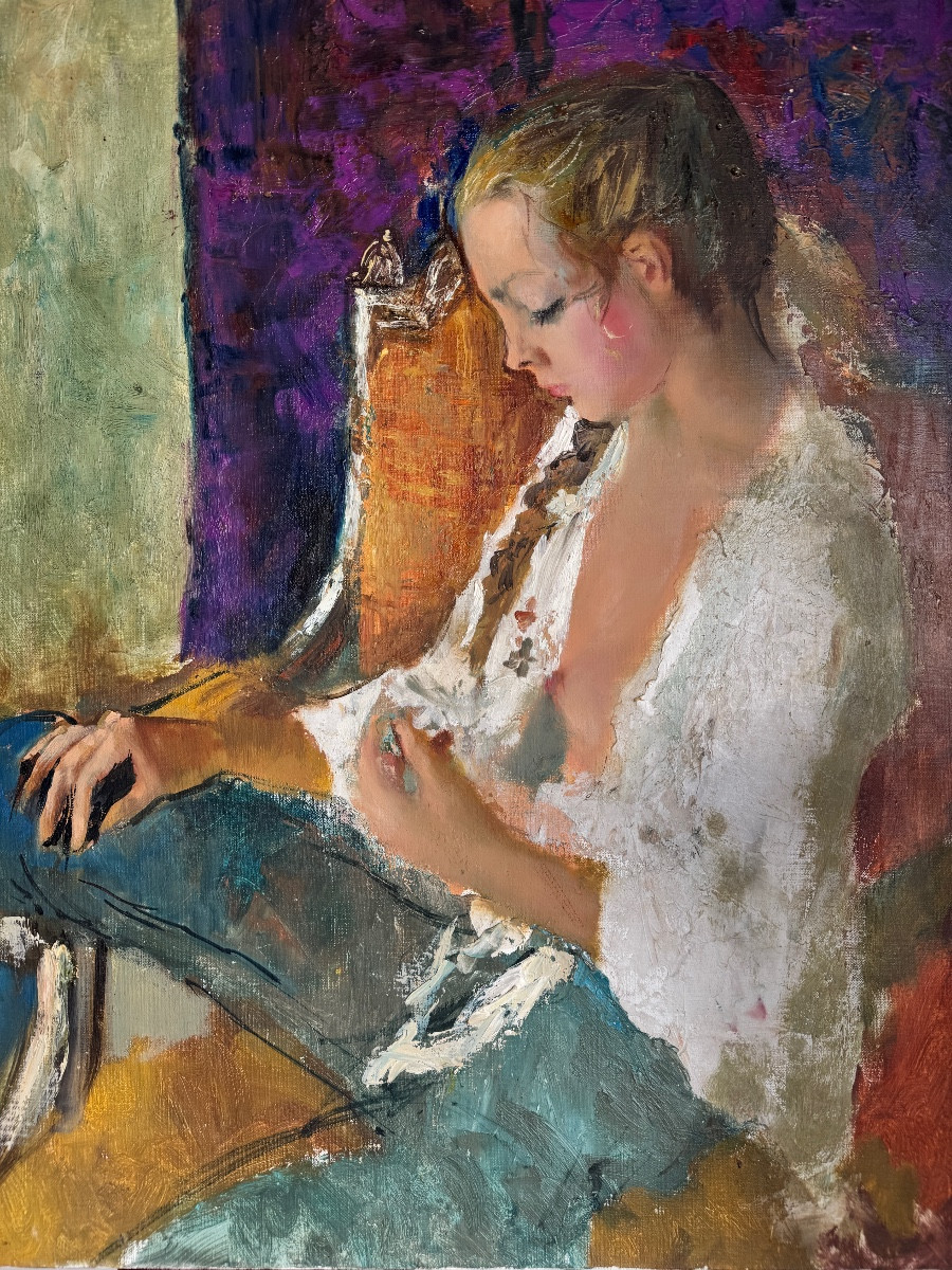 Pierre-laurent Brenot (1913-1998) “the Ochre Armchair I” Father Of The French Pin-up. 