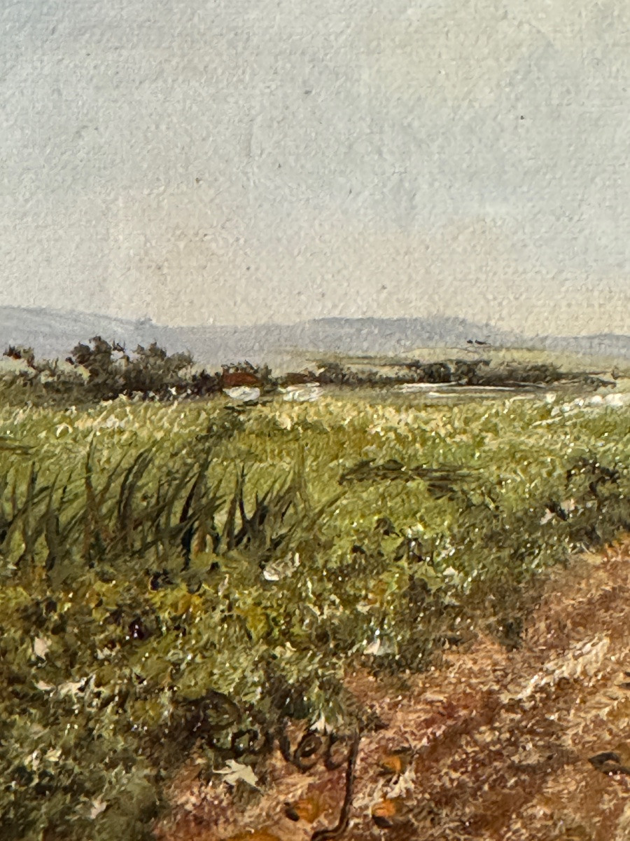 Oil On Canvas, Animated Landscape, Signed Raney. 20 X 26 Cm -photo-3