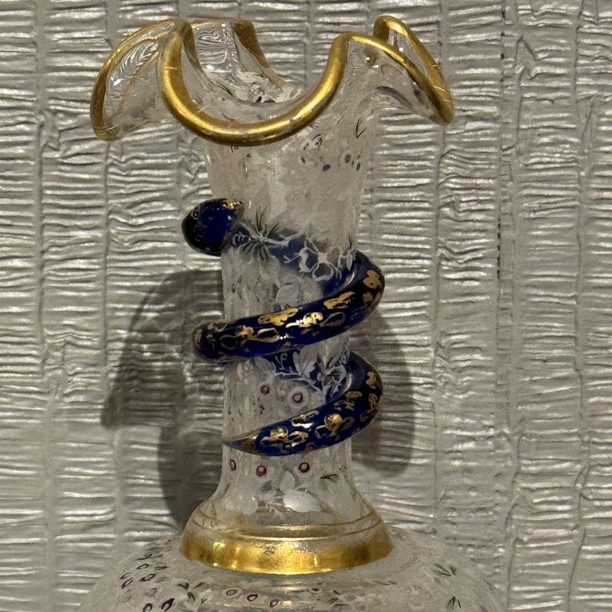 Vase 19e  « au serpent » à décor émaillé -doré hauteur 15cm excellent état -photo-3