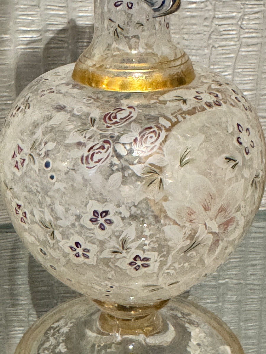 Vase 19e  « au serpent » à décor émaillé -doré hauteur 15cm excellent état -photo-1