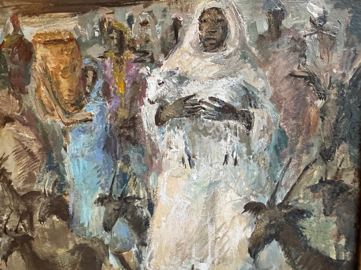 Paul Daxhelet “oriental Market” Orientalist Painting 31x41 Cm-photo-1