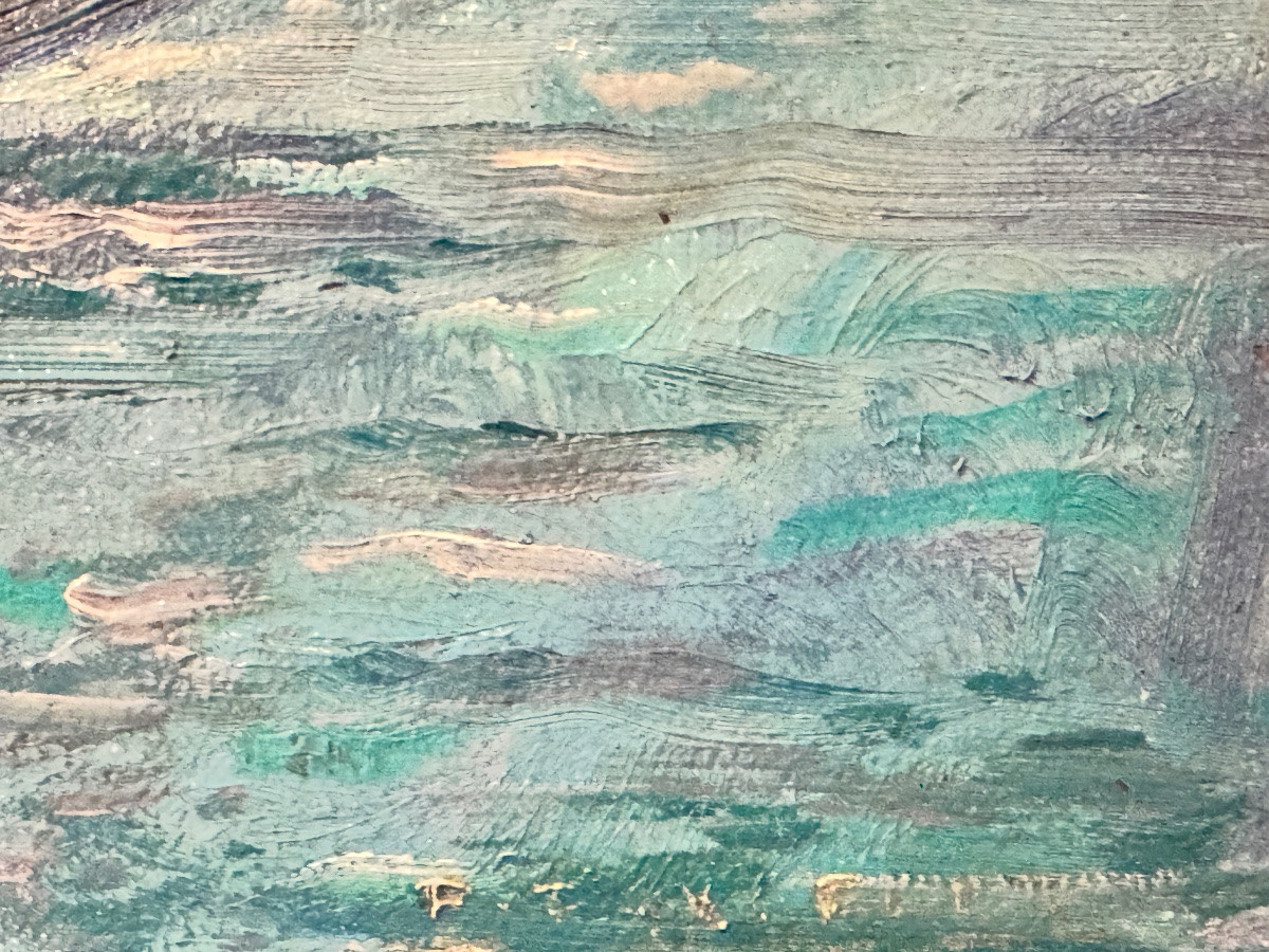 Paul DAXHELET (1905-1993): « Pêcheurs à Zanzibar » peinture huile sur panneau 30x40 cm-photo-4