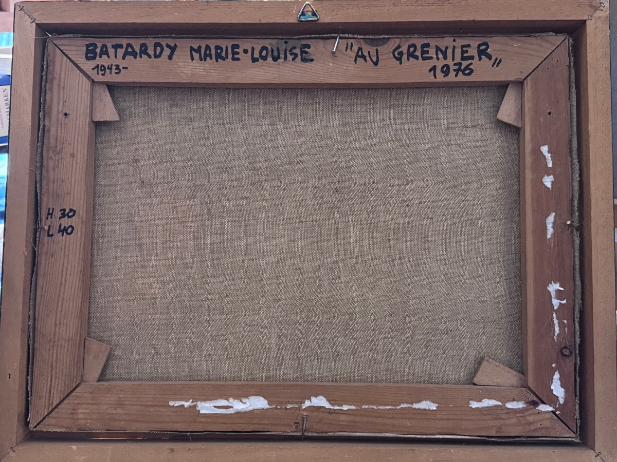 Marie-louise Batardy “in The Attic” Naïve Art Painting -photo-4