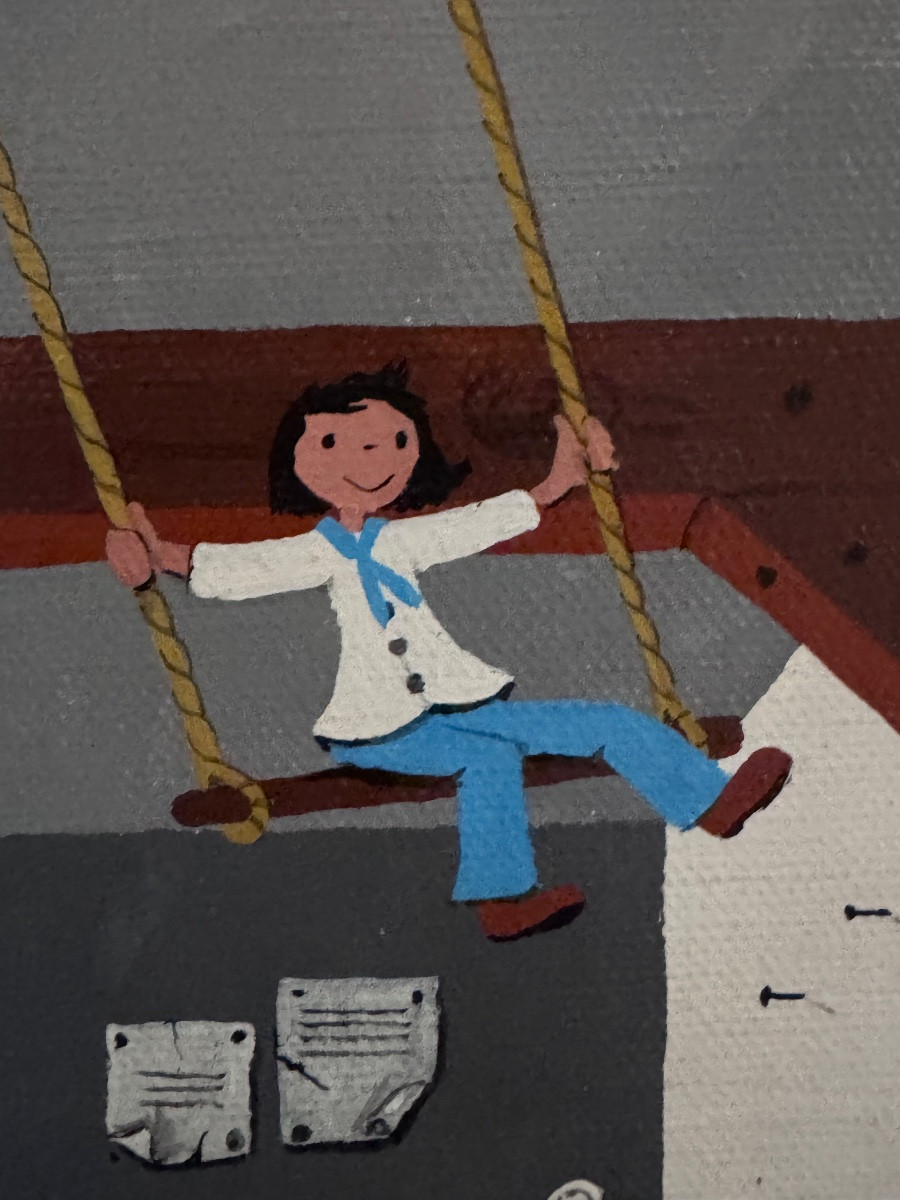 Marie-louise Batardy “in The Attic” Naïve Art Painting -photo-5