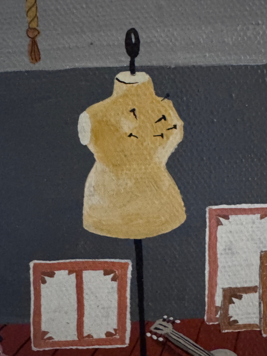 Marie-louise Batardy “in The Attic” Naïve Art Painting -photo-8