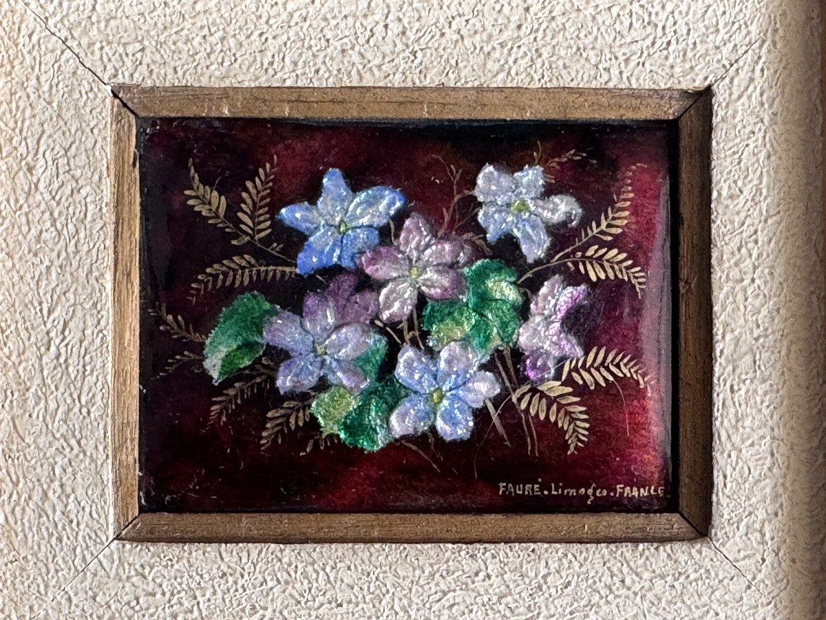 Émaux Camille FAURE à Limoges (France) Tableau de fleurs -photo-2