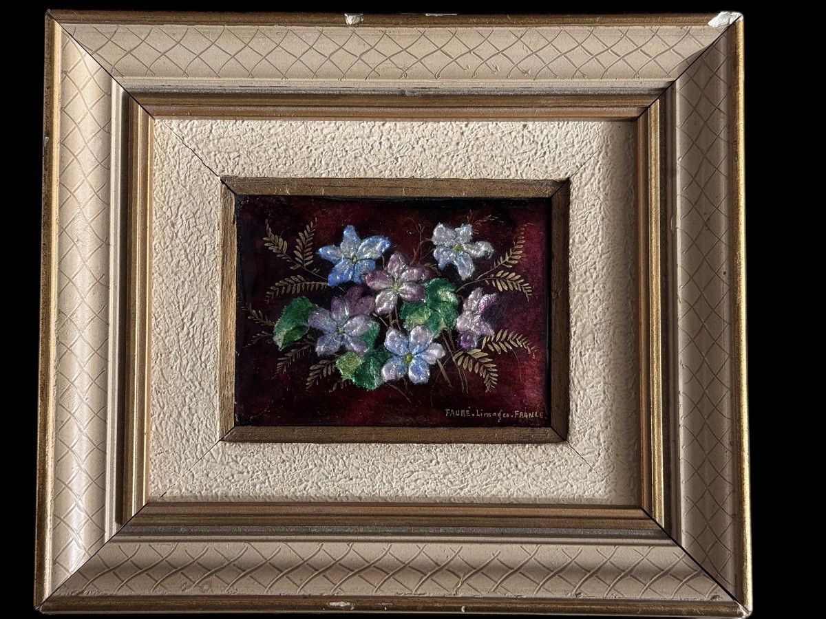 Émaux Camille FAURE à Limoges (France) Tableau de fleurs -photo-3