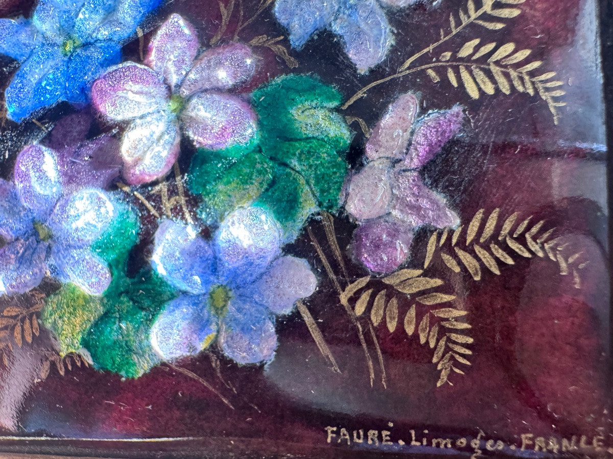 Émaux Camille FAURE à Limoges (France) Tableau de fleurs -photo-4