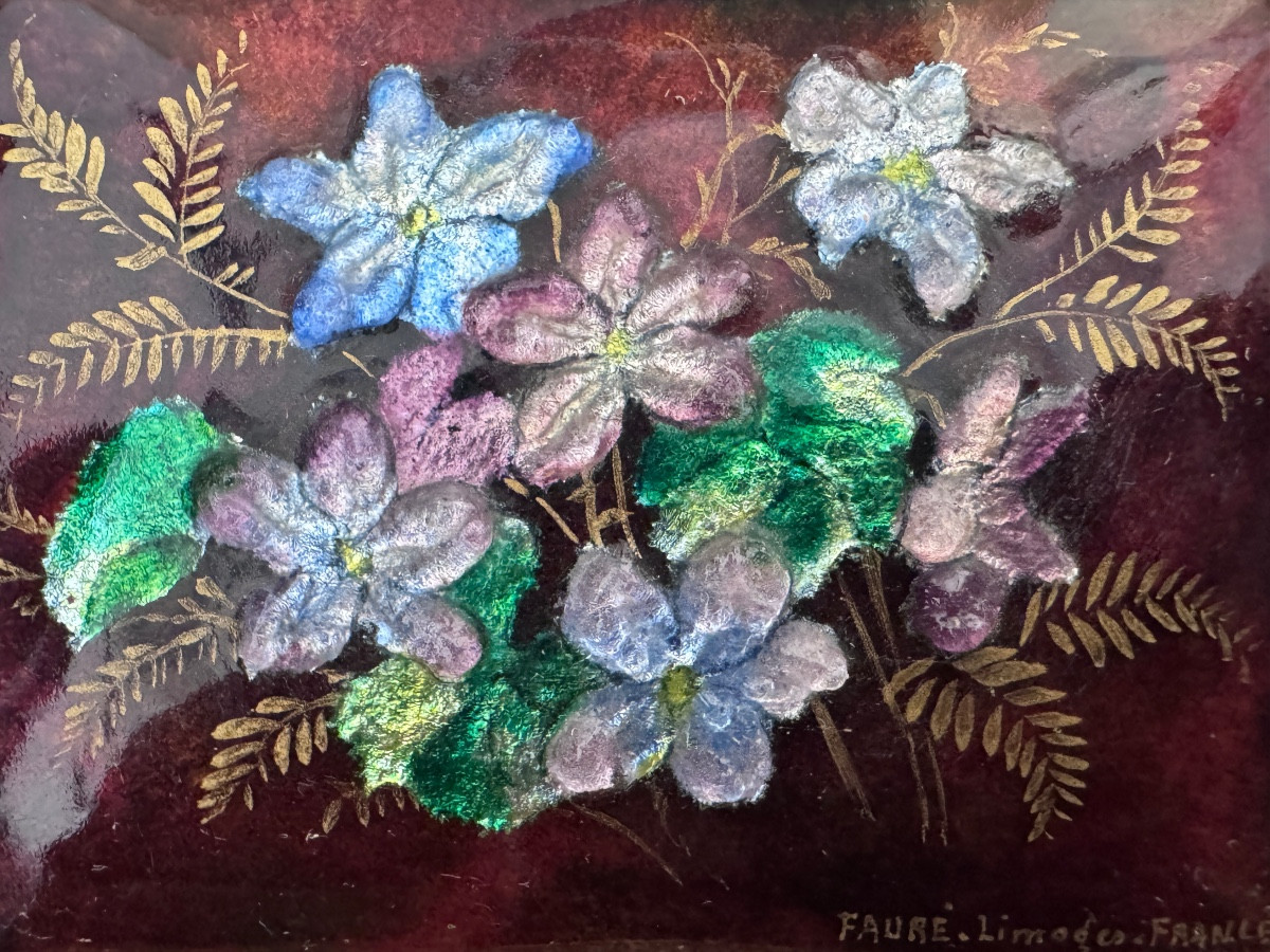 Émaux Camille FAURE à Limoges (France) Tableau de fleurs 