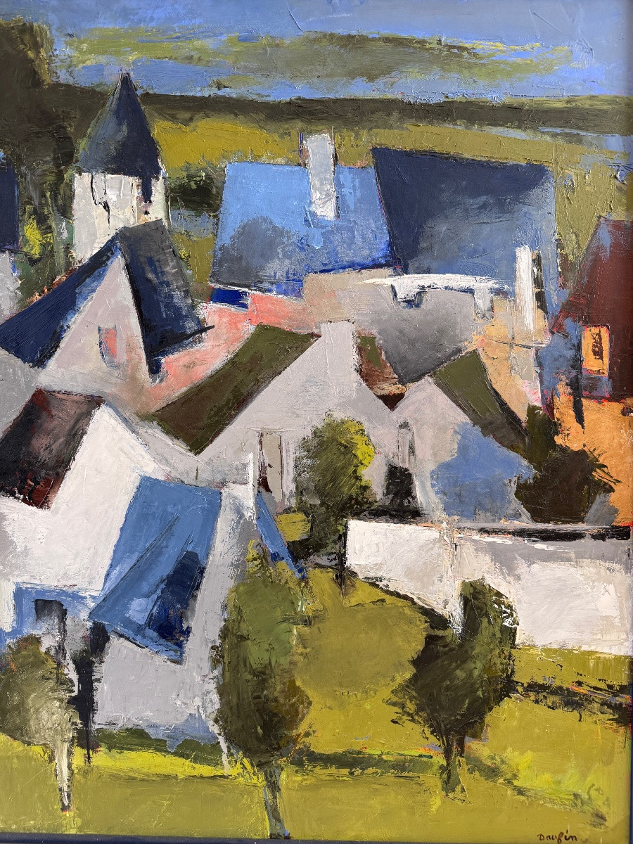 Large Painting By Jacques Daufin (1930-) Oil On Canvas 81x100 Cm-photo-2