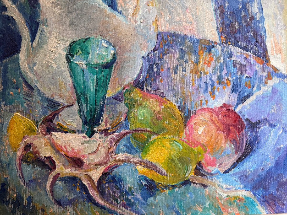 Ferdinand PIRE Ferdinand  « Nature morte au coquillage» 1988 tableau huile sur toile-photo-4