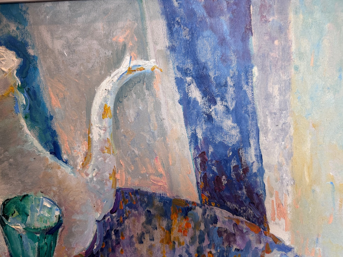 Ferdinand PIRE Ferdinand  « Nature morte au coquillage» 1988 tableau huile sur toile-photo-5