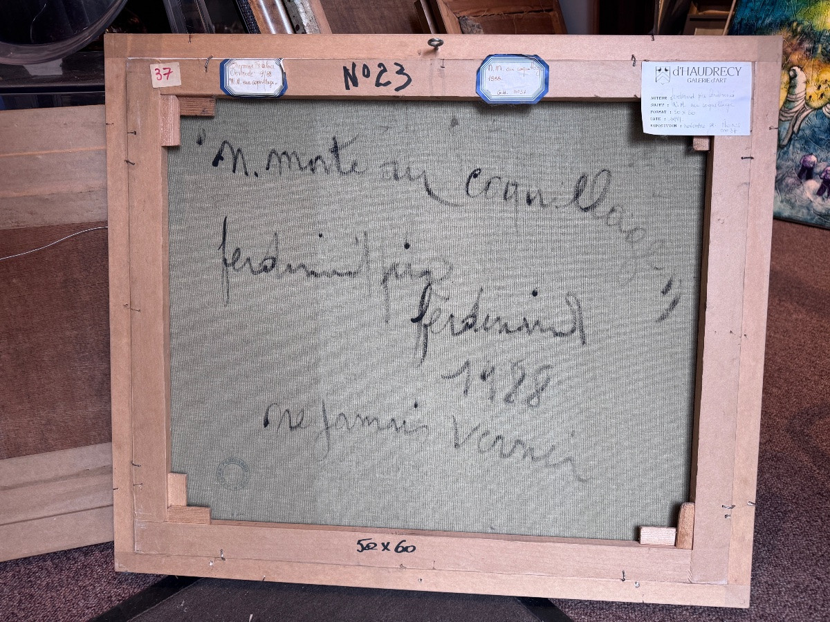Ferdinand PIRE Ferdinand  « Nature morte au coquillage» 1988 tableau huile sur toile-photo-6