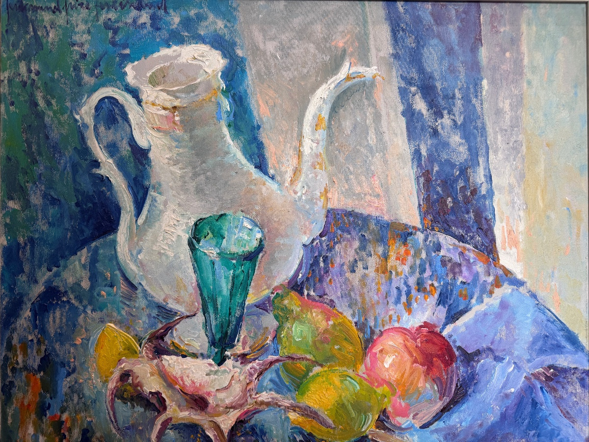 Ferdinand PIRE Ferdinand  « Nature morte au coquillage» 1988 tableau huile sur toile