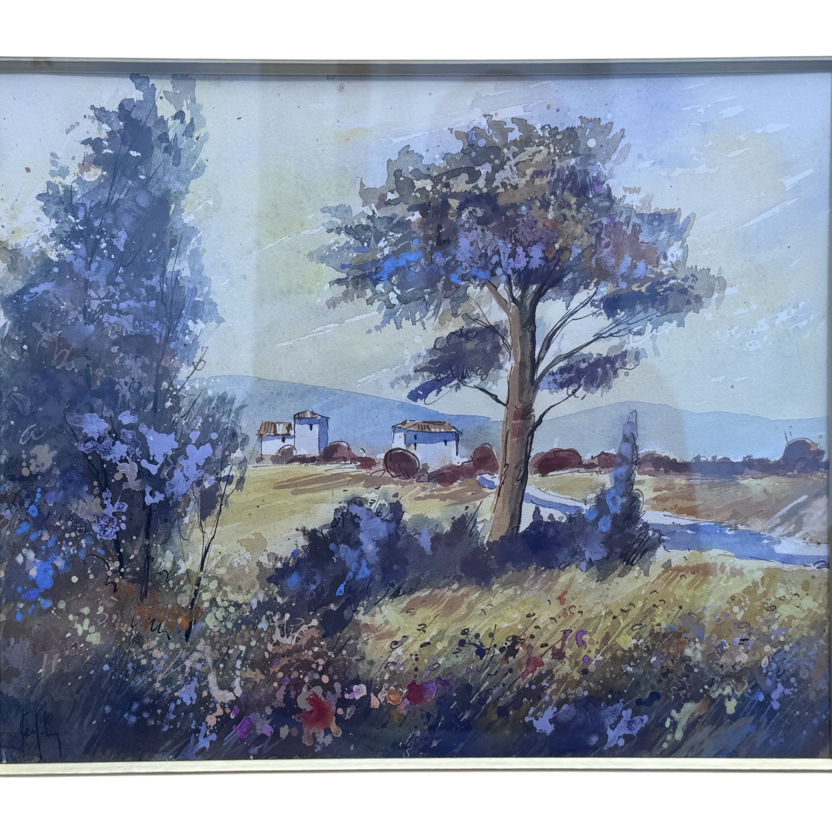 KERFILY - Jean Louis AVRIL (1948-2019) - paysage ensoleillé - gouache et aquarelle - -photo-2