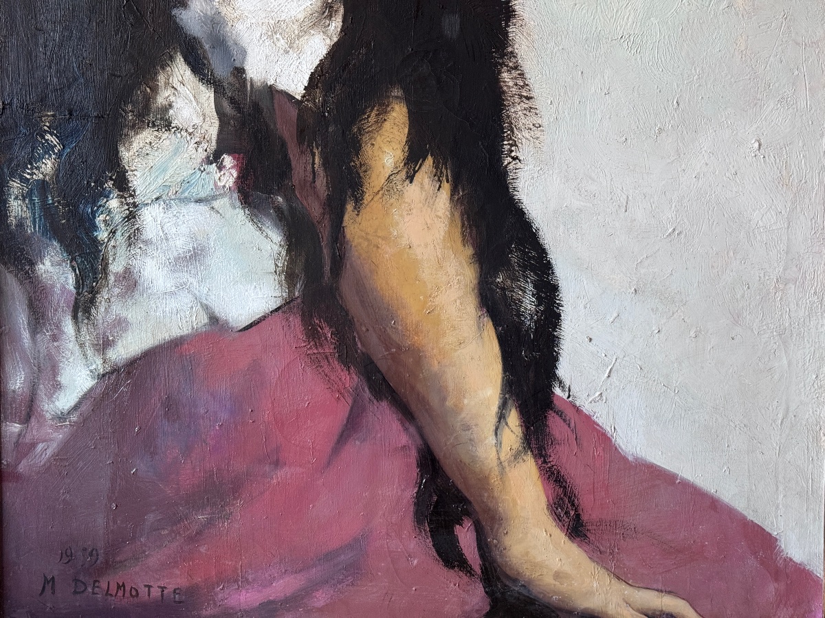 Marcel Delmotte, Dated 1959, Large Oil On Canvas, 115x75 Cm-photo-1