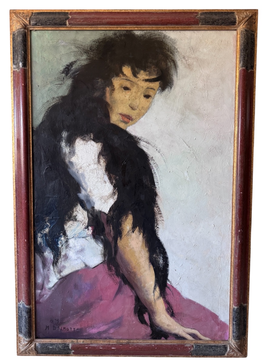 Marcel Delmotte, Dated 1959, Large Oil On Canvas, 115x75 Cm